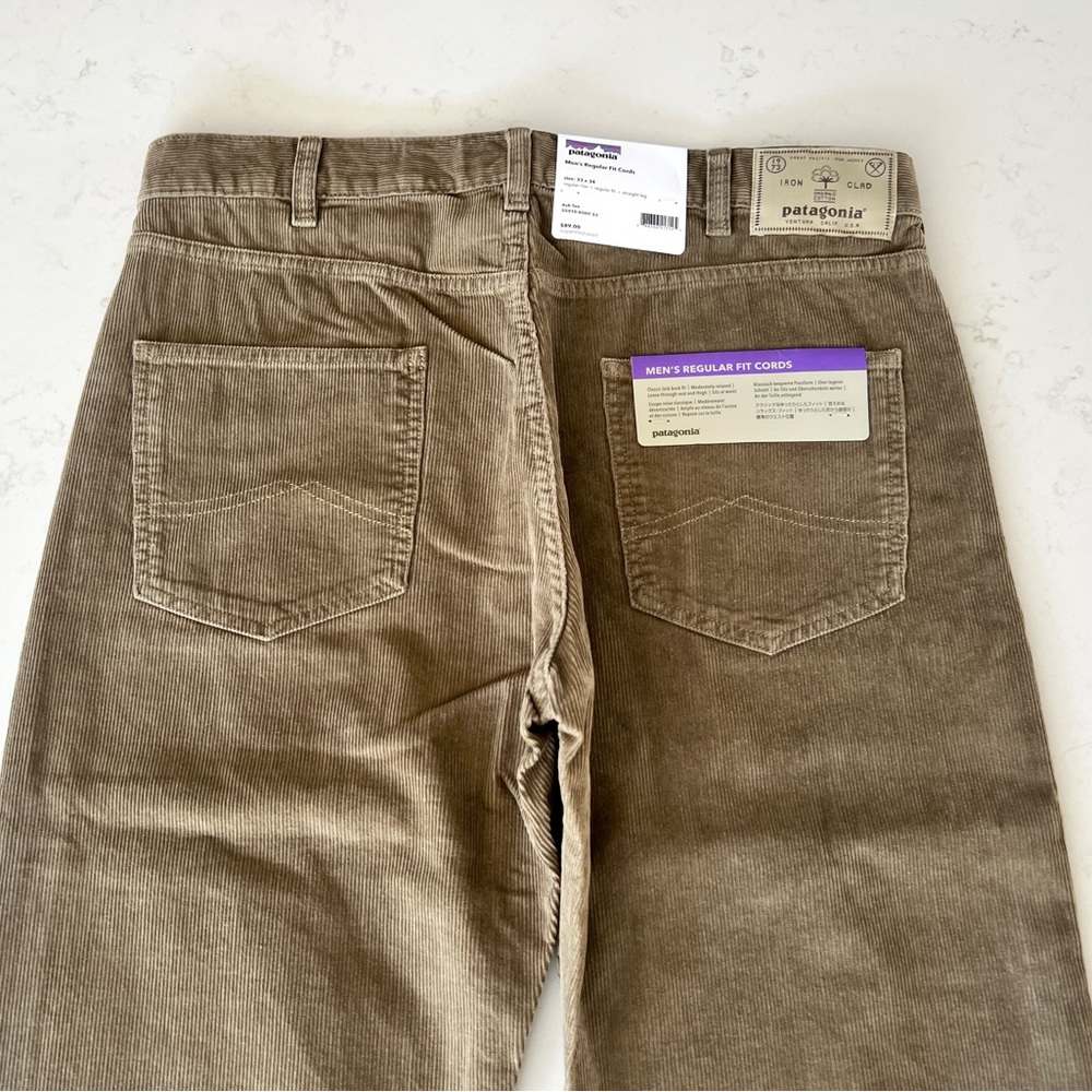 NWT Patagonia Men’s Regular Fit Cords - Ash Tan - 33 x 34